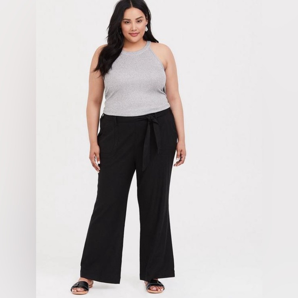 NWT Torrid Classic Black Wide Leg Linen Blend Pants Size 20
